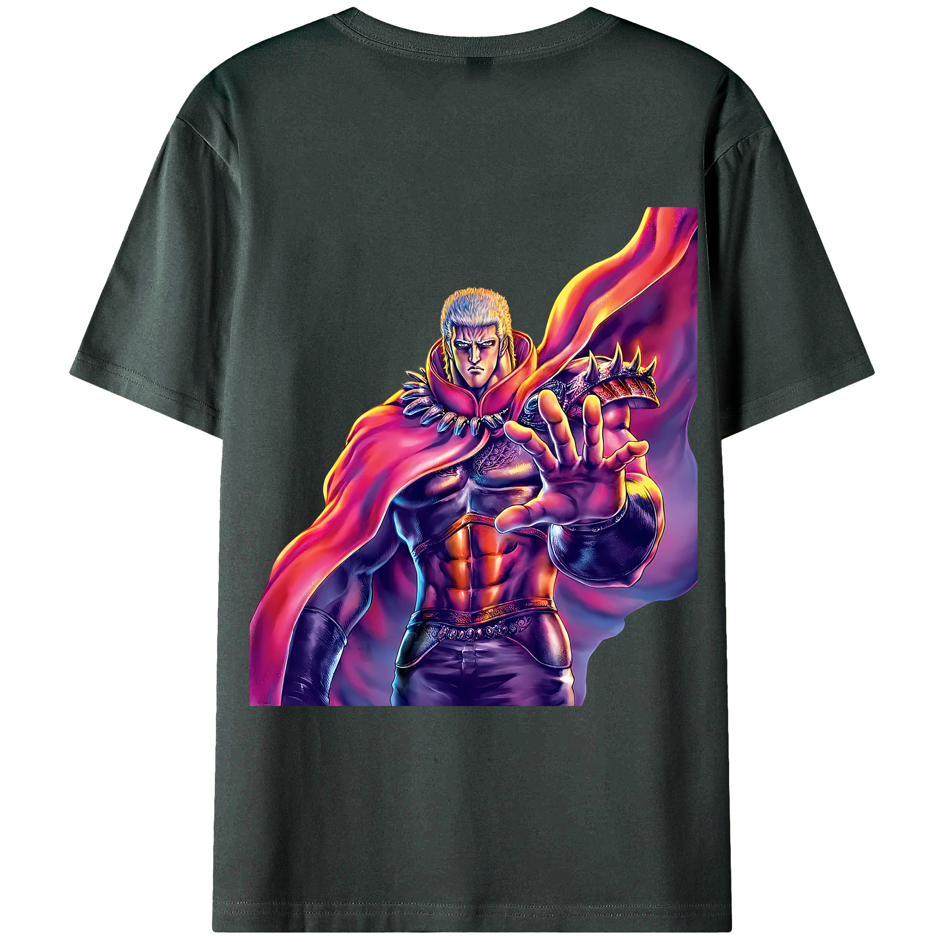 （画像用） 北斗の拳 Fist of the North Star 綿100％ メンズ半袖Tシャツ（バックプリント） 通気性